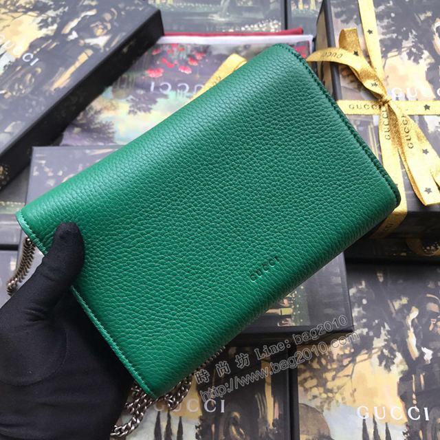 Gucci包 古馳女包 401231綠全皮 Gucci真皮鏈式迷你手袋 Gucci酒神包  gudj1280